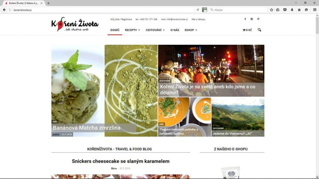 náhled webu Koření Života